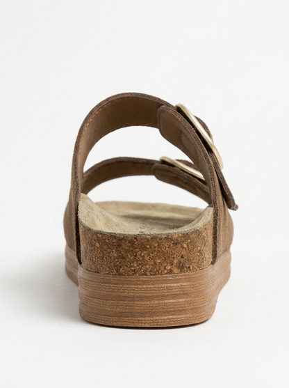 Harbor - Cognac Brown Suede Leather Two-Strap Sandal (Women)