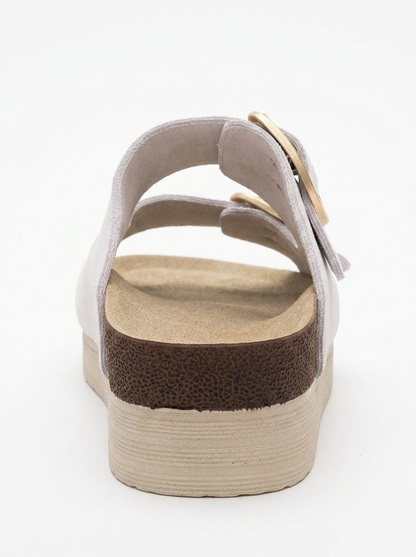 Harbor - White Suede Leather Two-Strap Sandal (Women)