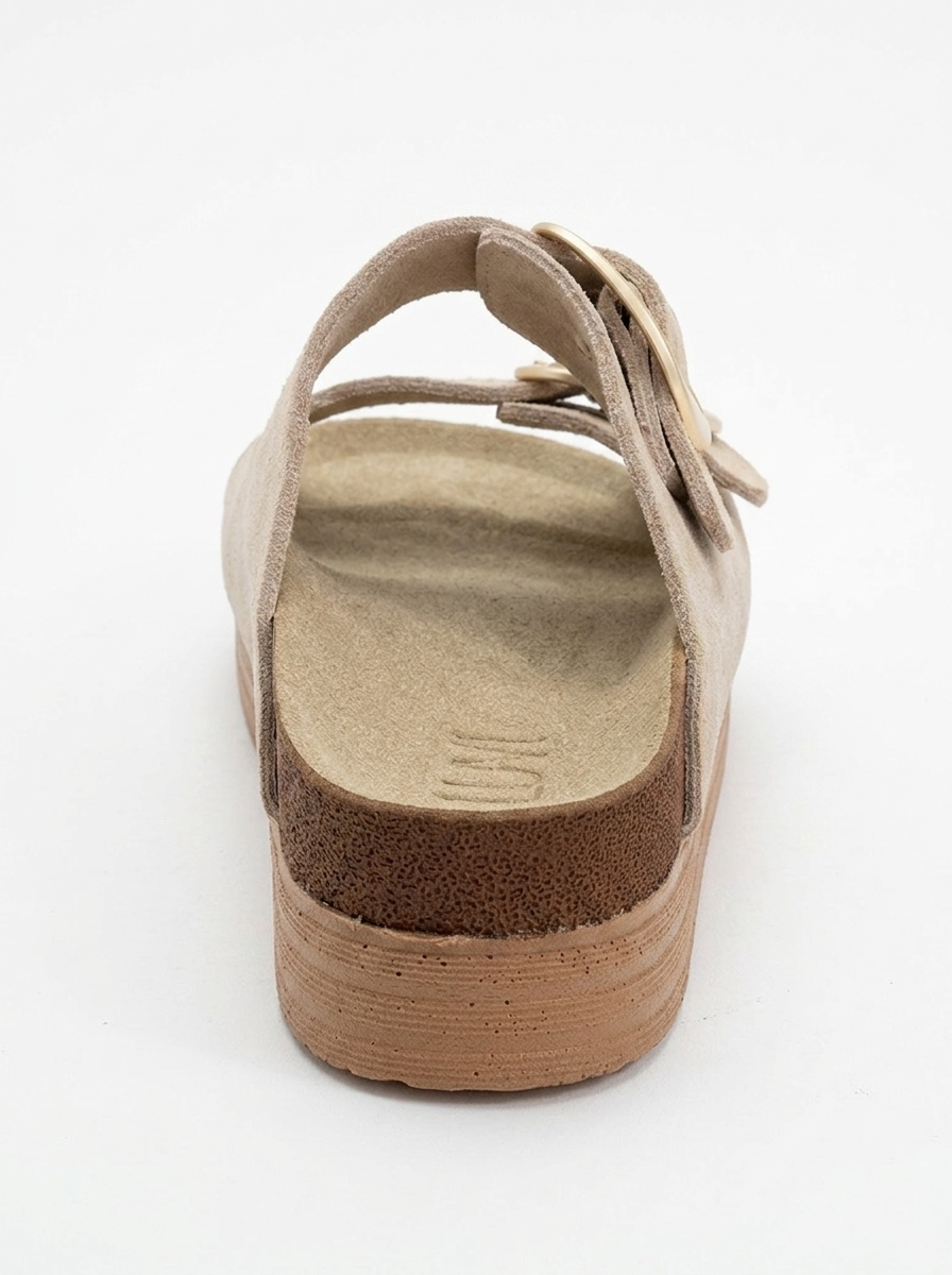 Harbor - Beige Suede Leather Two-Strap Sandal (Women)