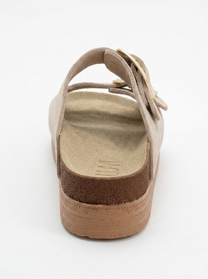 Harbor - Beige Suede Leather Two-Strap Sandal (Women)