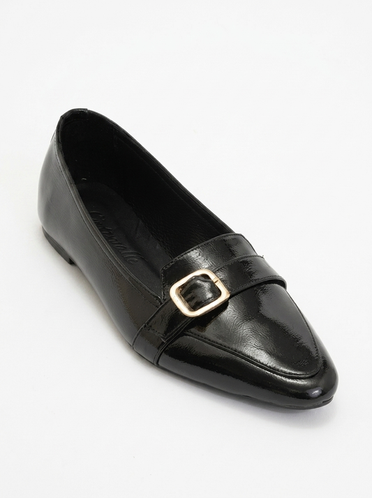 Zarina - Black Patent Pointed Toe Flats (Women)