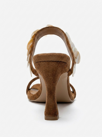 Arund - Camel Genuine Suede Leather Thin-Heel Sandal (Women)