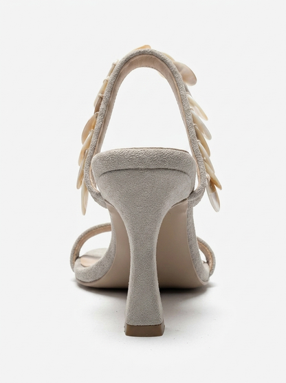 ARUND - Beige Genuine Leather Slim-Heeled Mule (Women)
