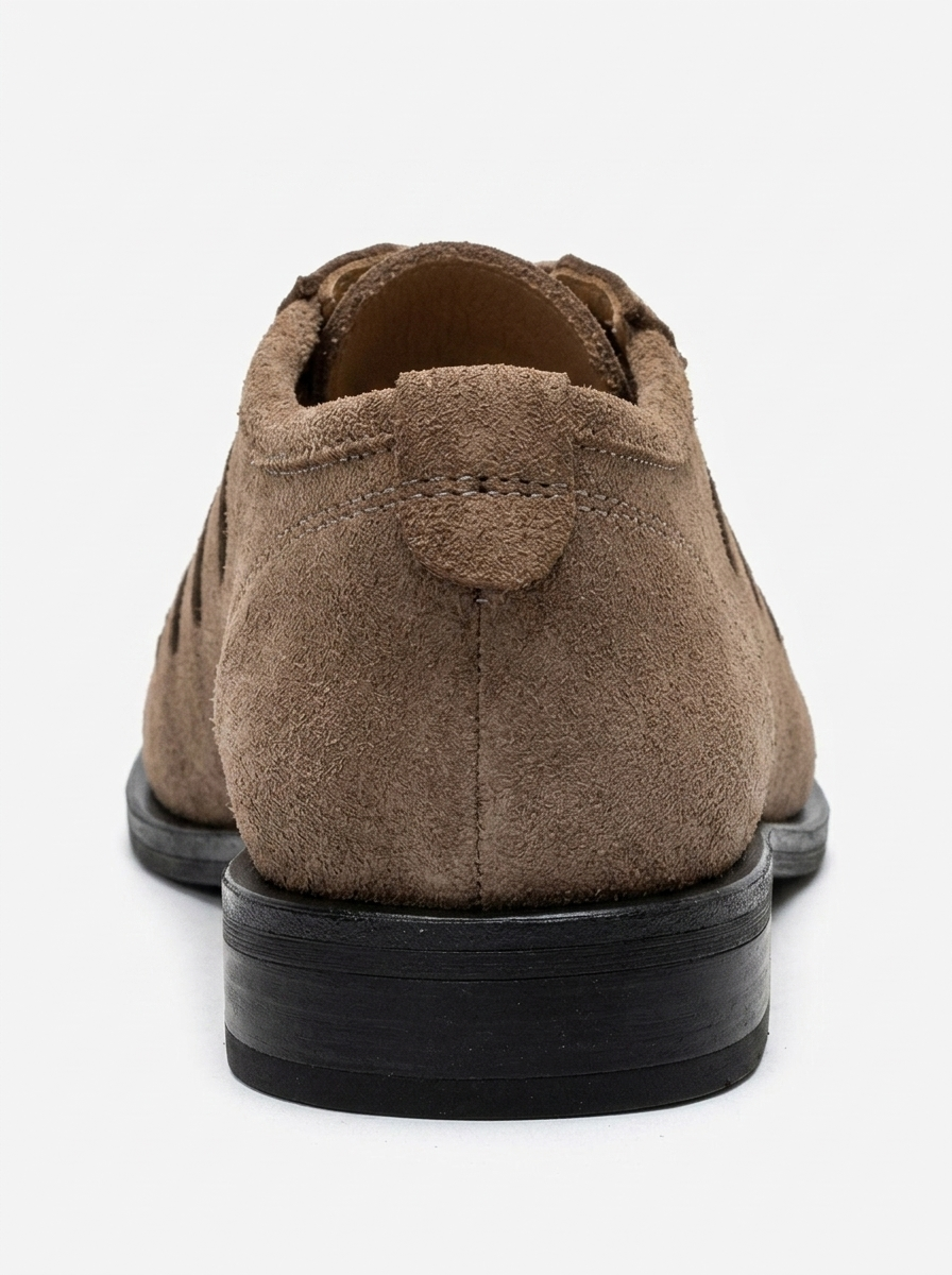 ASTRON - Taupe Genuine Suede Leather Casual Lace-Up Shoe (Women)
