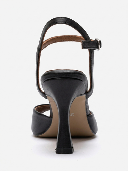 ELVIA - Zapatos de tacón stiletto de cuero genuino negros (Mujer)