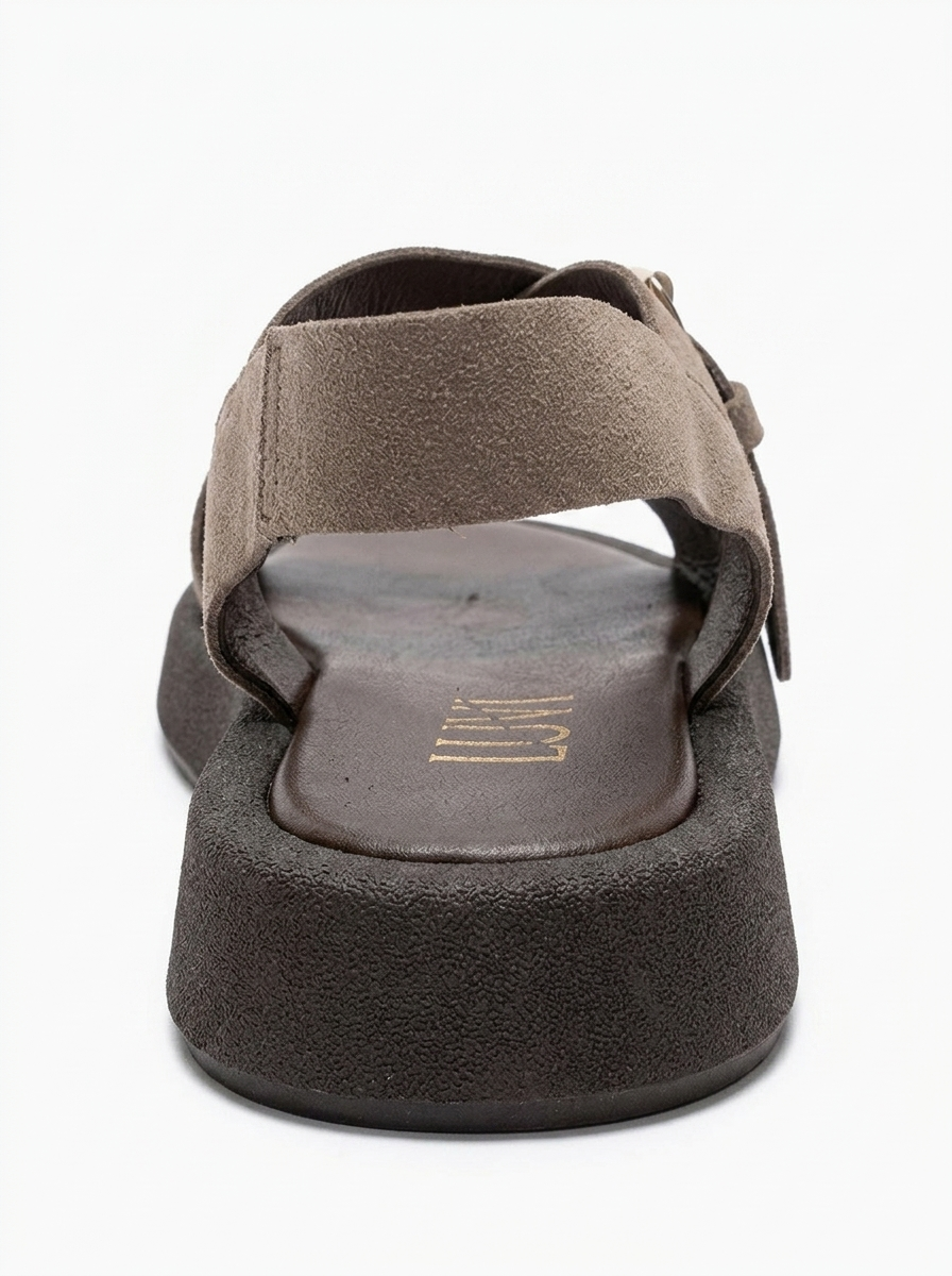 RIVEN - Taupe Genuine Suede Leather Sandal (Women)