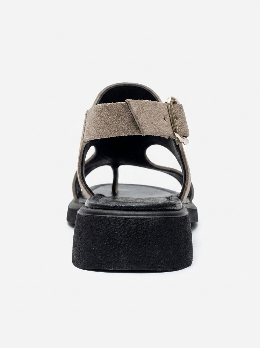 BURLEY - Taupe Genuine Leather Toe-Post Sandal (Women)