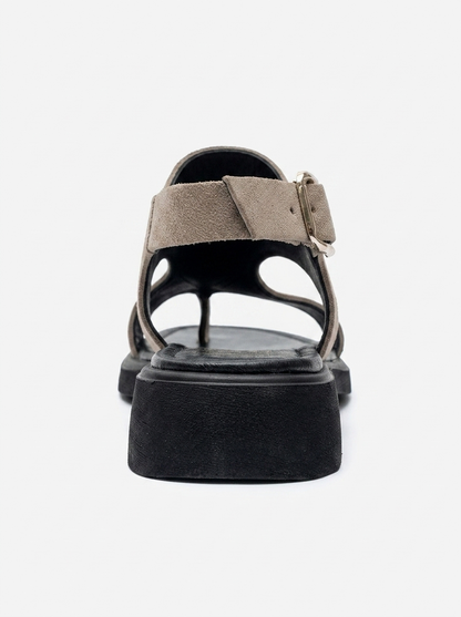 BURLEY - Taupe Genuine Leather Toe-Post Sandal (Women)
