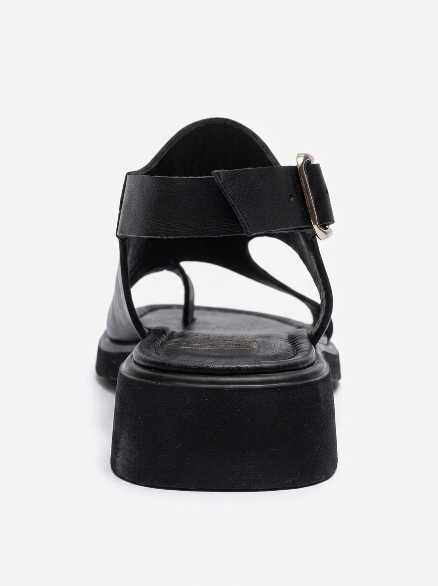 Burley - Black Genuine Leather Slingback Toe-Post Sandal (Women)