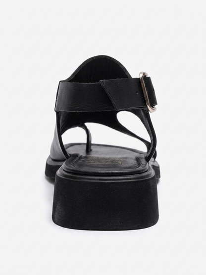 Burley - Black Genuine Leather Slingback Toe-Post Sandal (Women)