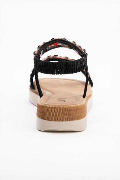 YUAN Black Braided Strap Sandal (Women)