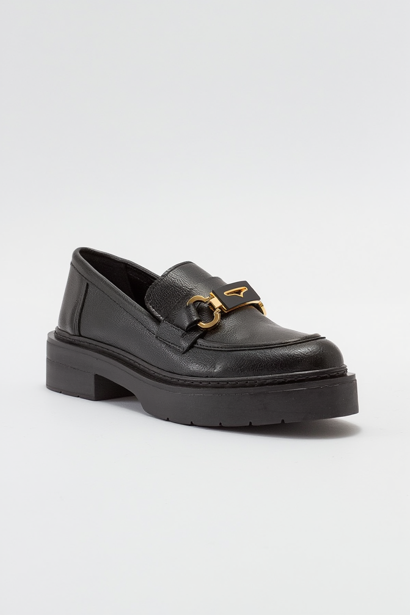Simone - Black Bit Platform Loafers