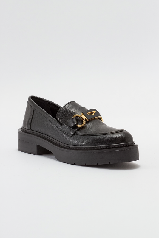 Simone - Black Bit Platform Loafers