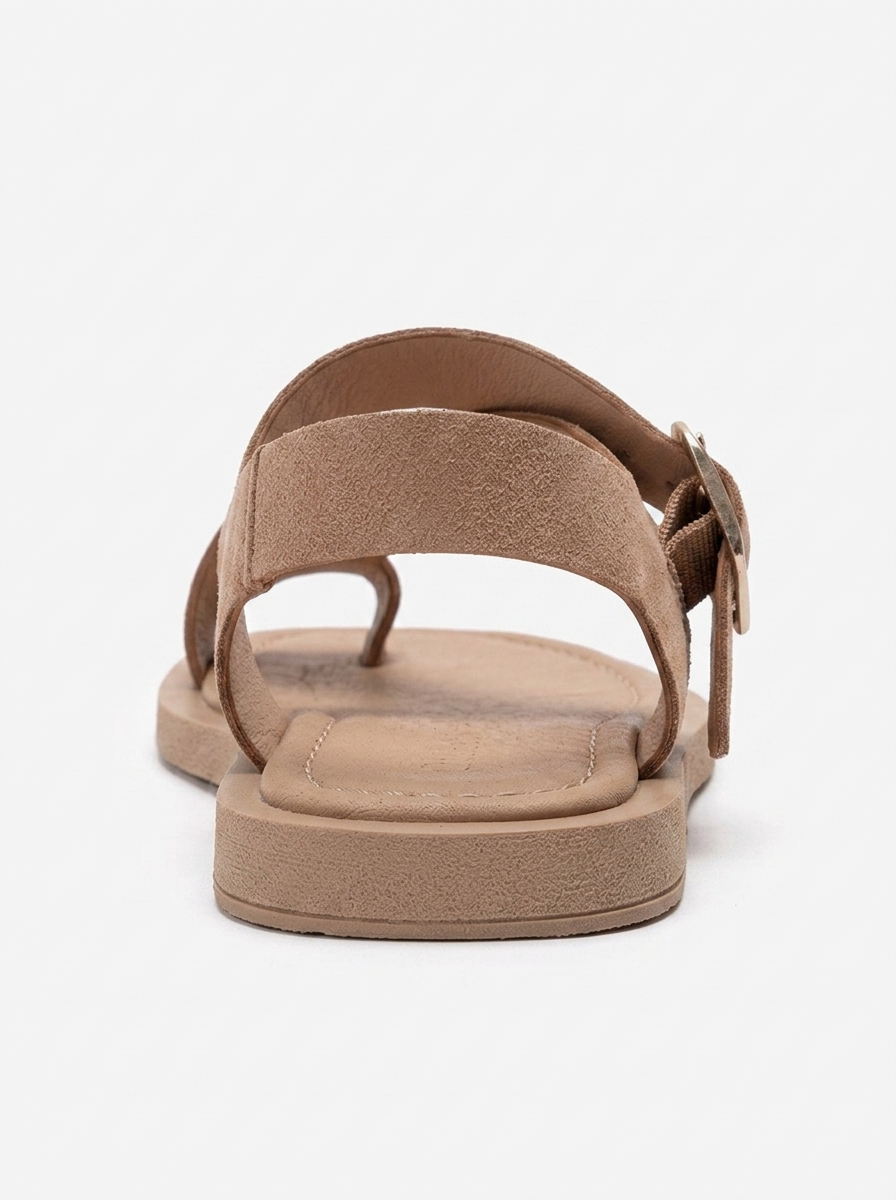 CURRY - Taupe Genuine Leather Toe-Post Sandal (Women)