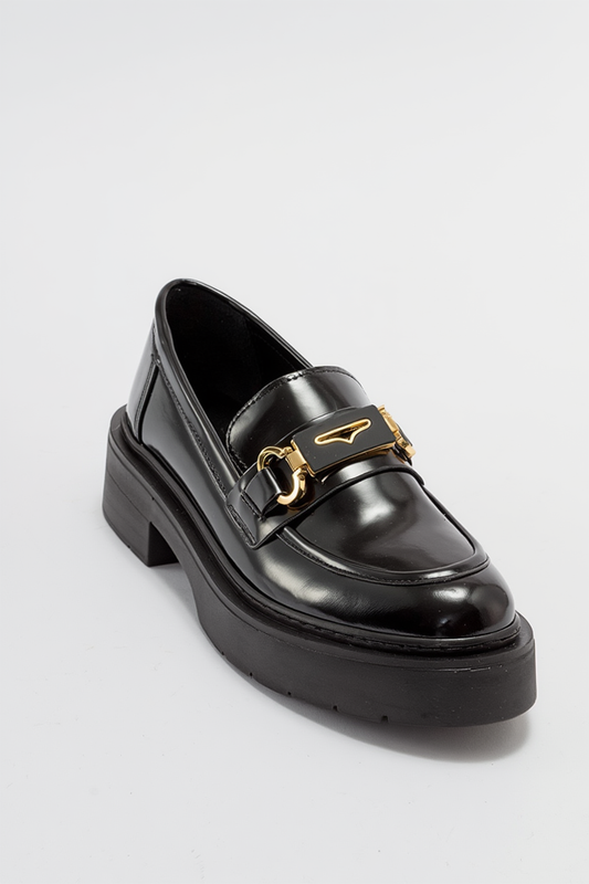 Simone - Black Patent Bit Platform Loafers