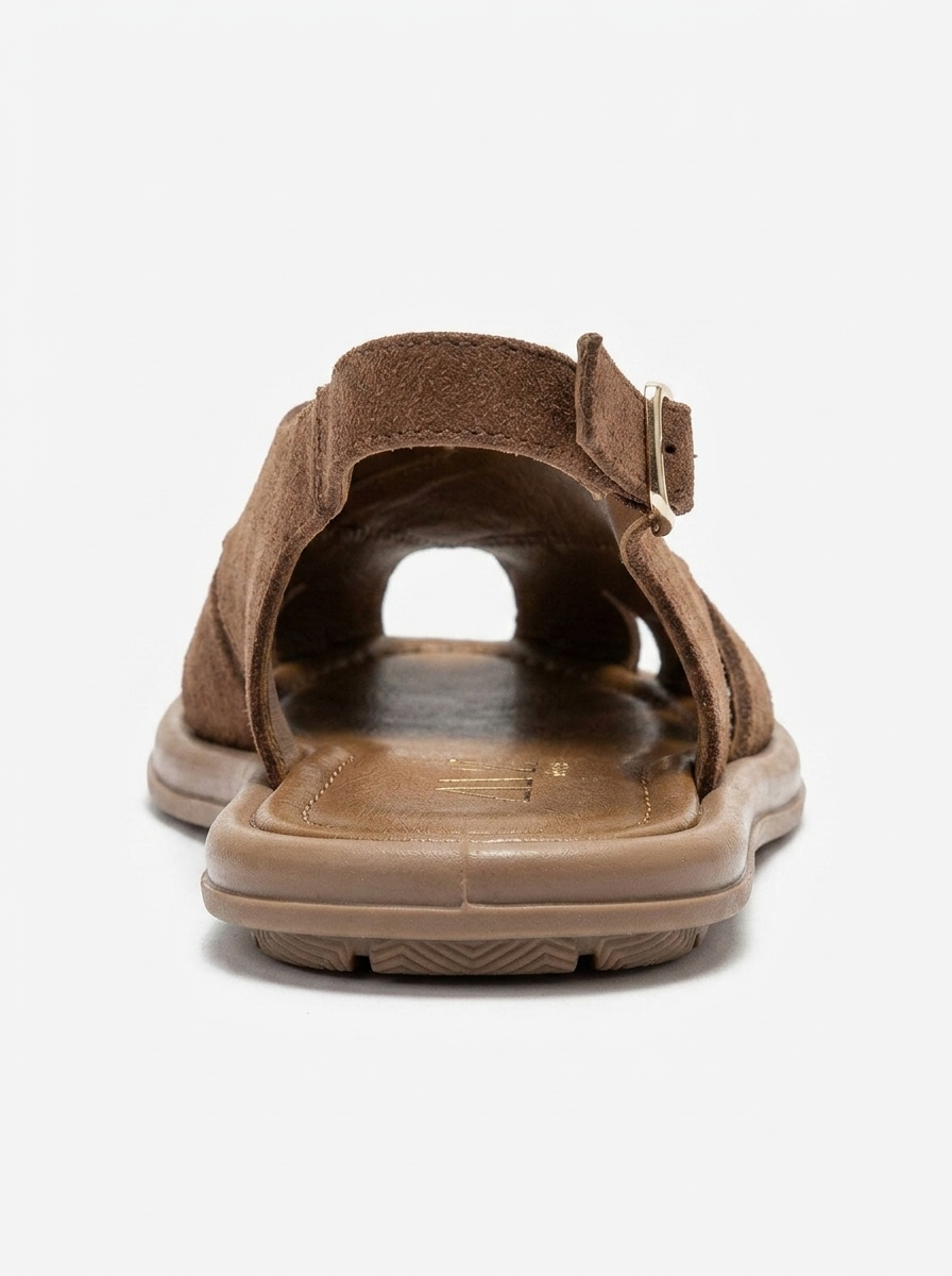 BELAS - Cognac Genuine Suede Leather Sandal (Women)