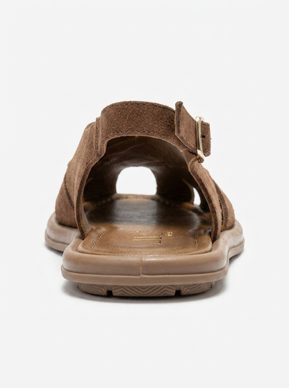 BELAS - Cognac Genuine Suede Leather Sandal (Women)