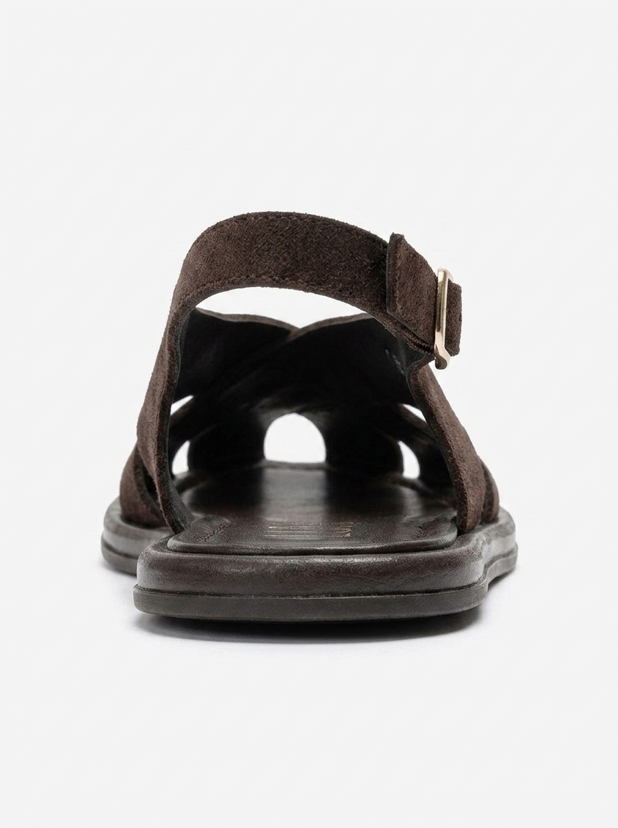 BELAS - Brown Suede Genuine Leather Sandal (Women)