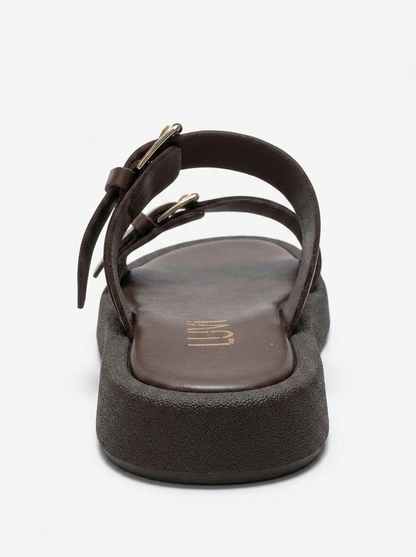 DOREL - Cognac Genuine Leather Buckle Slide (Women)