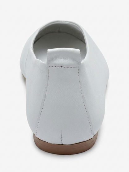 JENAS - White Genuine Leather Ballet Flat (Women)