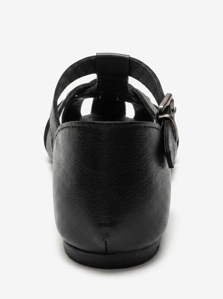 ALINA - Black Genuine Leather Sandal (Women)