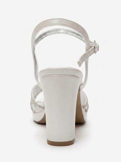 JARENA - Off-White Genuine Leather Block Heel Shoe (Women)