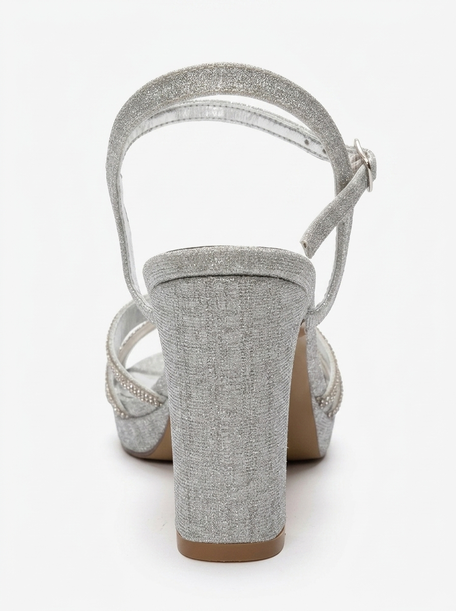 JARENA - Silver Genuine Leather Block Heel Shoe (Women)