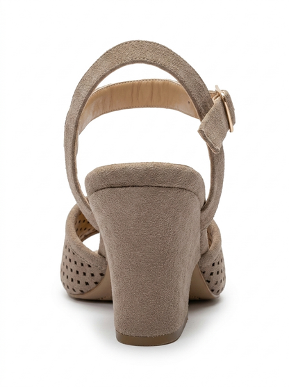 HERVON - Taupe Synthetic Suede Wedge Heel Shoe (Women)