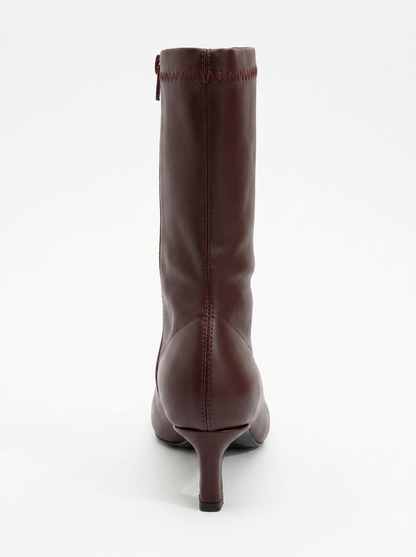 Lewin Burgundy Pointed Toe Stiletto Boot (Women)