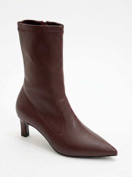 Lewin Burgundy Pointed Toe Stiletto Boot (Women)