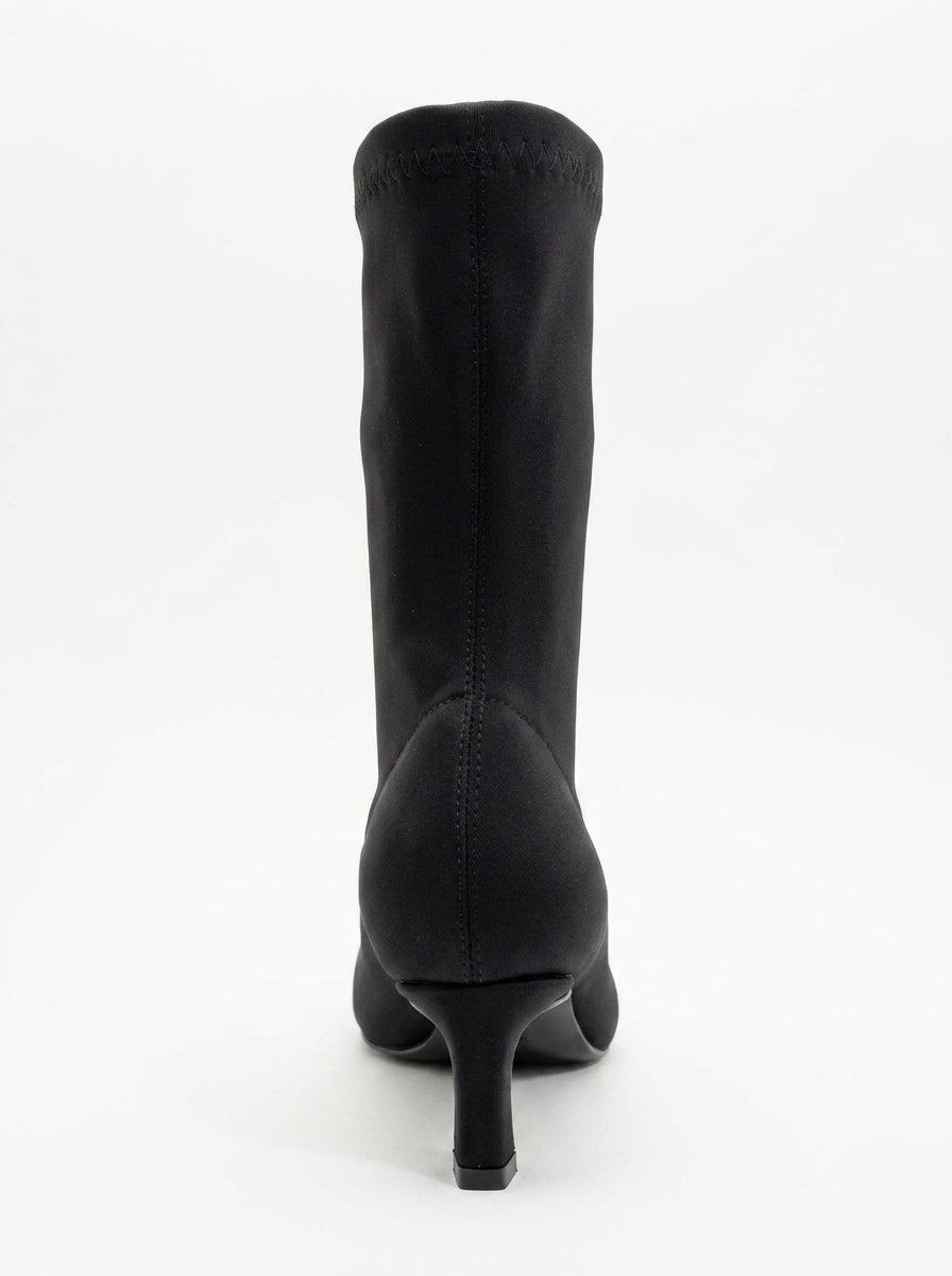 Lewin Black Stretch Pointed Toe Stiletto Boot (Women)