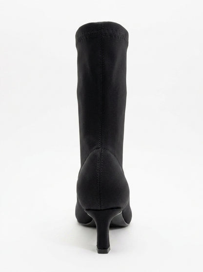 Lewin Black Stretch Pointed Toe Stiletto Boot (Women)