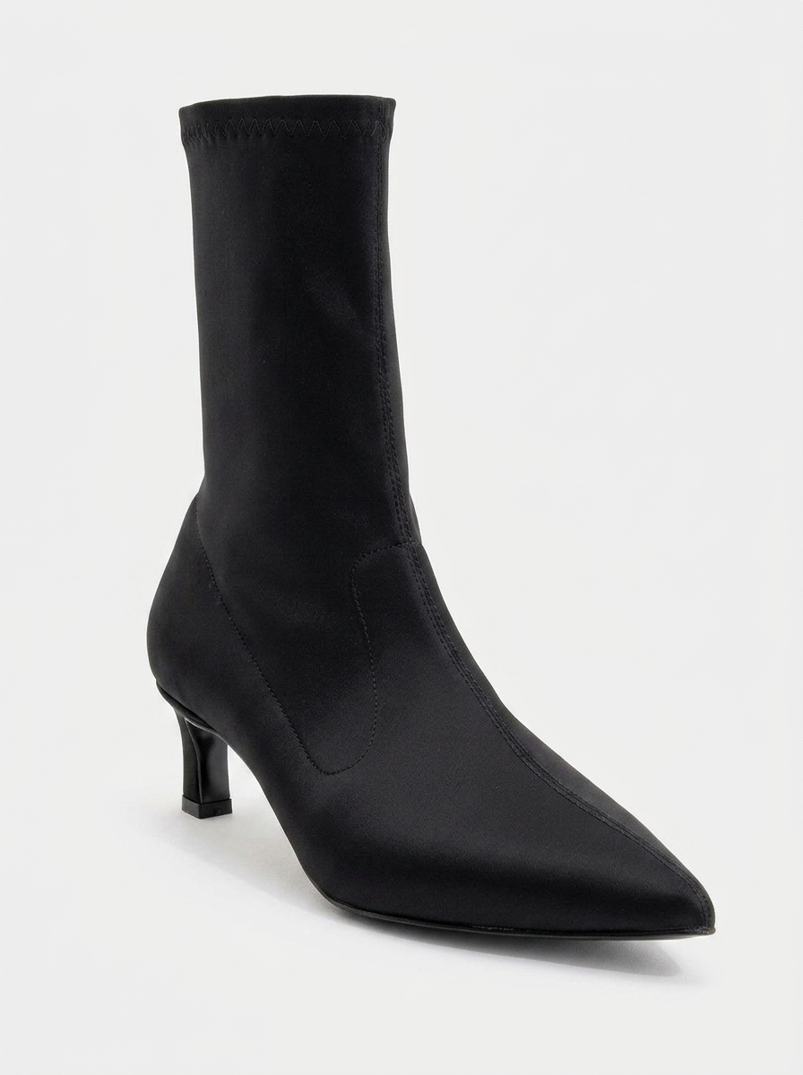 Lewin Black Stretch Pointed Toe Stiletto Boot (Women)