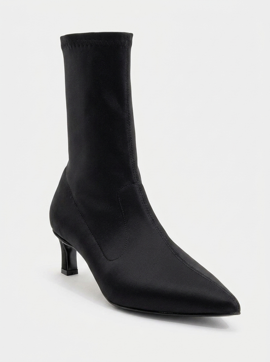 Lewin Black Stretch Pointed Toe Stiletto Boot (Women)