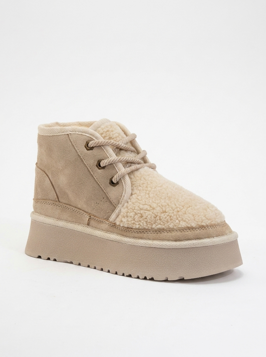 Tyson - Beige Lace-Up Boot (Women)