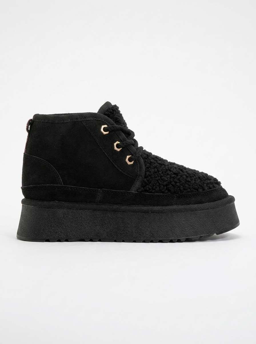 Tyson - Botín Negro con Cordones (Mujer)