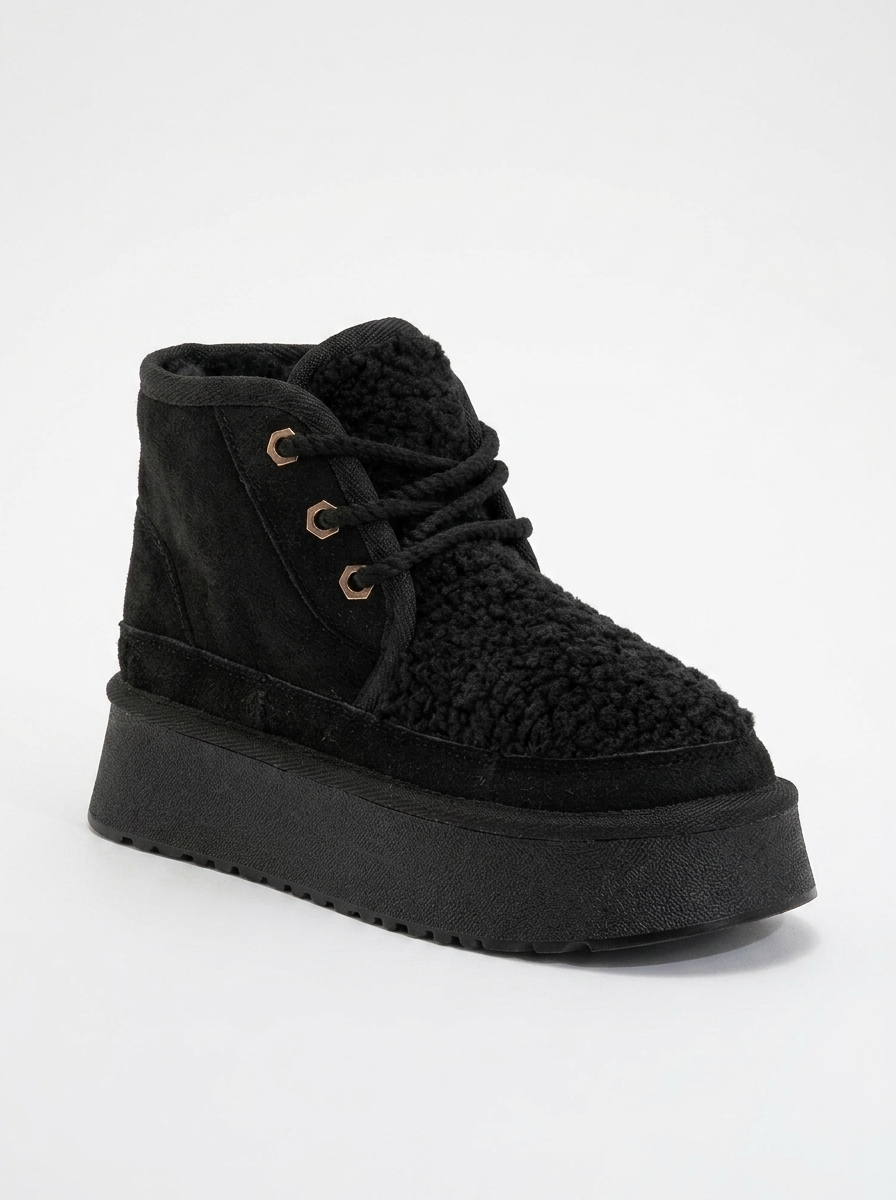 Tyson - Botín Negro con Cordones (Mujer)