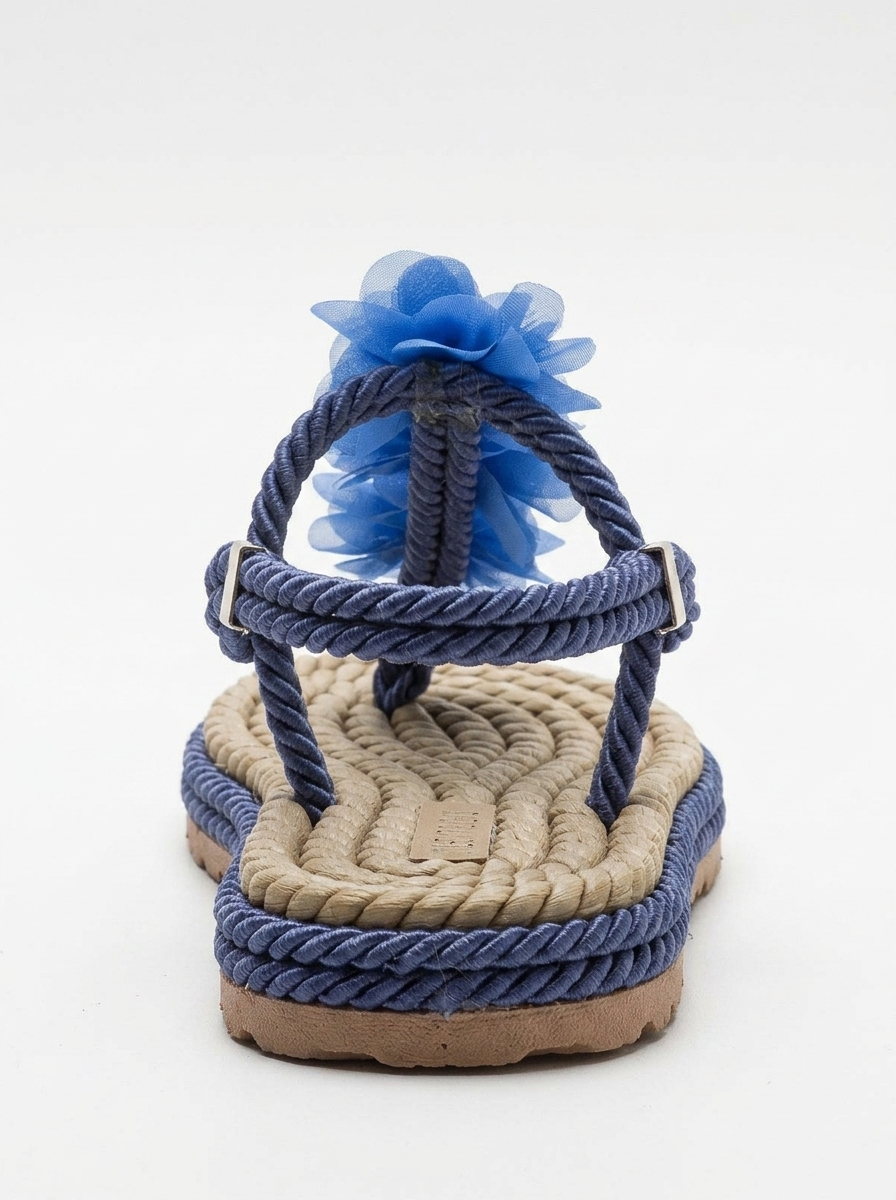SANTRA Navy Lace-Up Thong Sandals (Women)
