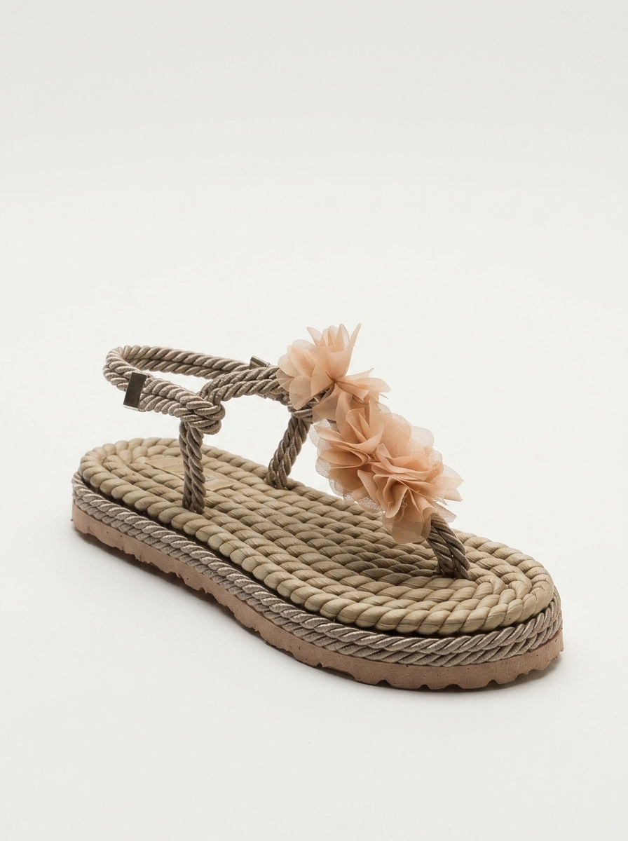 SANTRA Dark Beige Lace-Up Thong Sandals (Women)