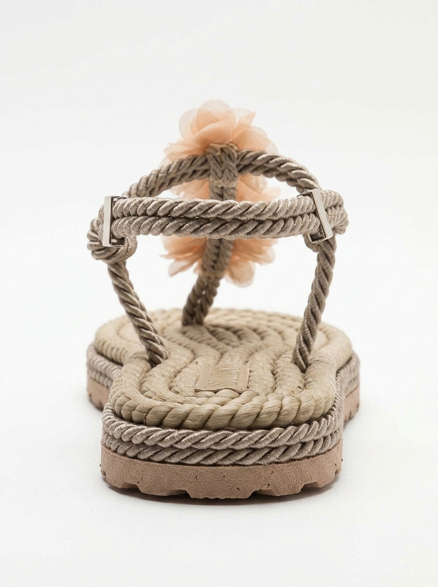 SANTRA Dark Beige Lace-Up Thong Sandals (Women)