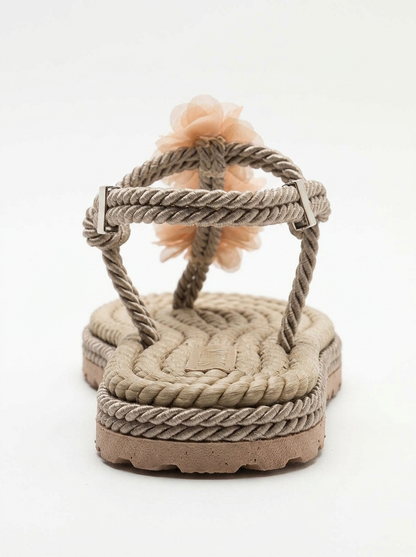 SANTRA Dark Beige Lace-Up Thong Sandals (Women)