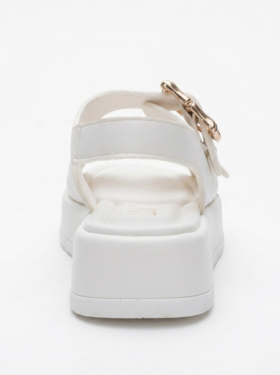 Slope White Double Strap Flat Sandal (Women)