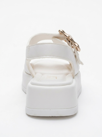 Slope White Double Strap Flat Sandal (Women)