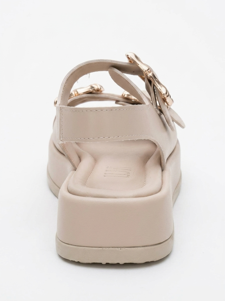 Slope Beige Double Strap Flat Sandal (Women)
