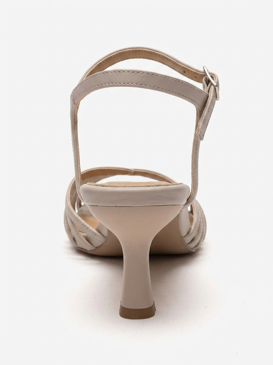Danica - Off-White Genuine Leather Thin-Strap Open-Toe Pump (Women)