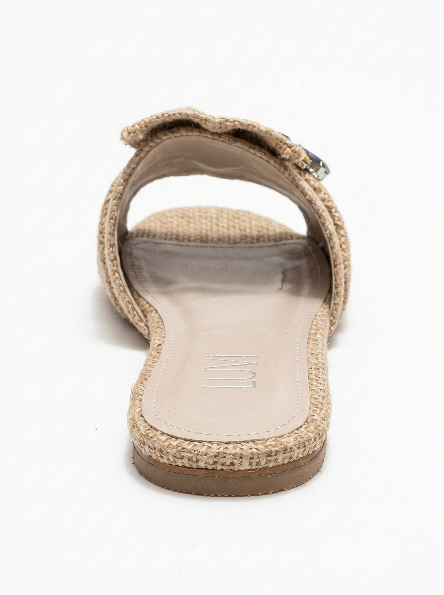 Sandalia plana Daphne de rafia beige con lazo (Mujer)