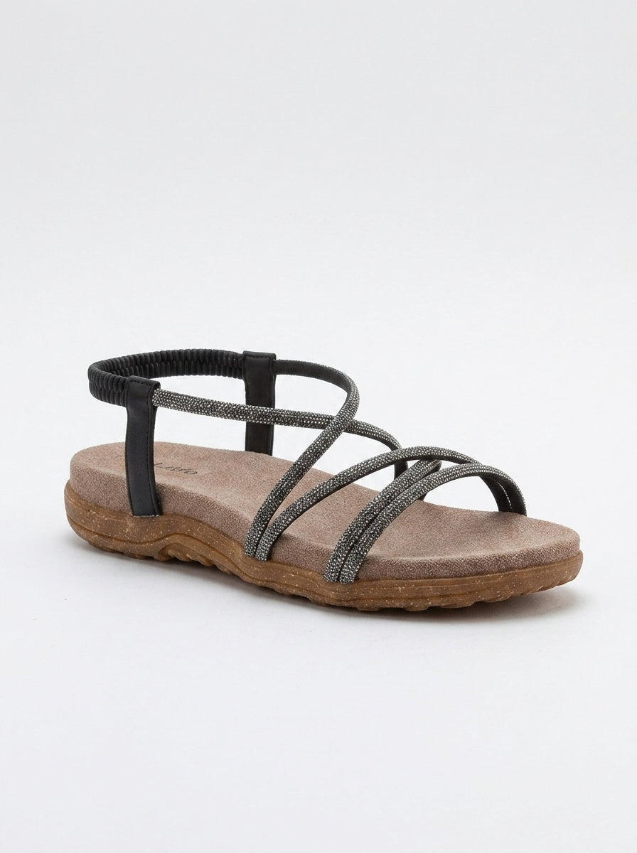 Ever Black Embellished Sandal (Women)