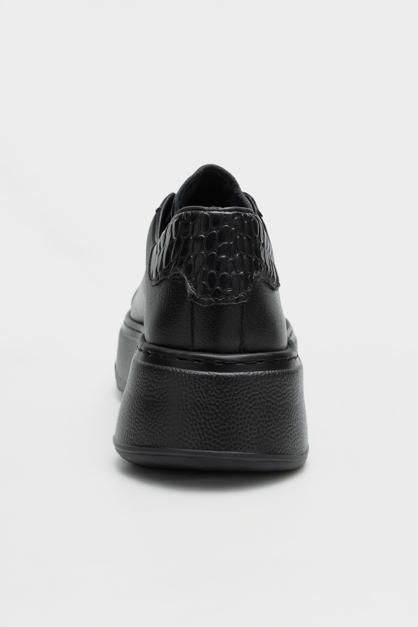 GUENO - Black Genuine Leather Sneaker (Women)
