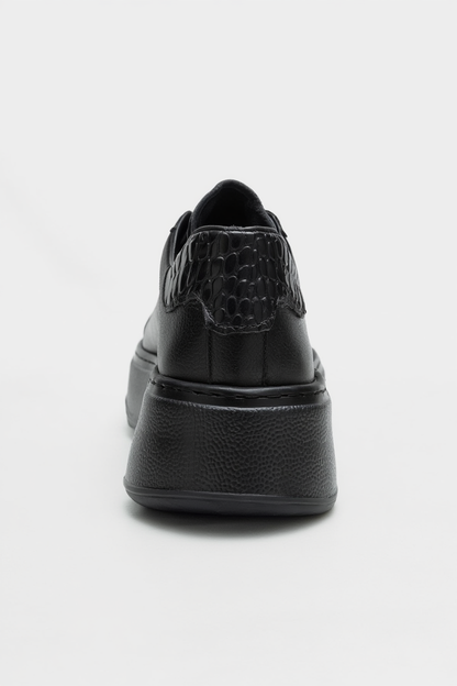 GUENO - Black Genuine Leather Sneaker (Women)