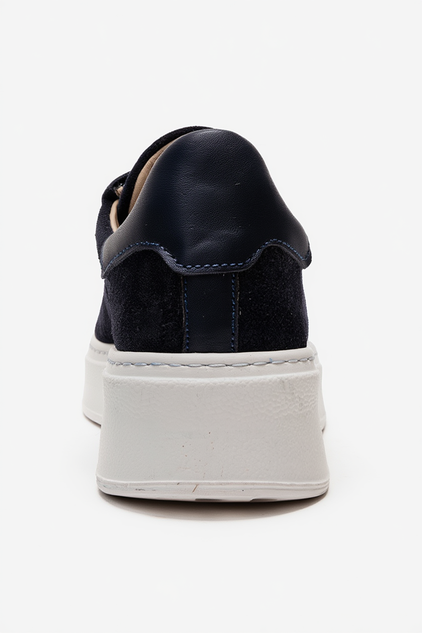 Gueno - Navy Genuine Suede Leather Sneaker (Women)